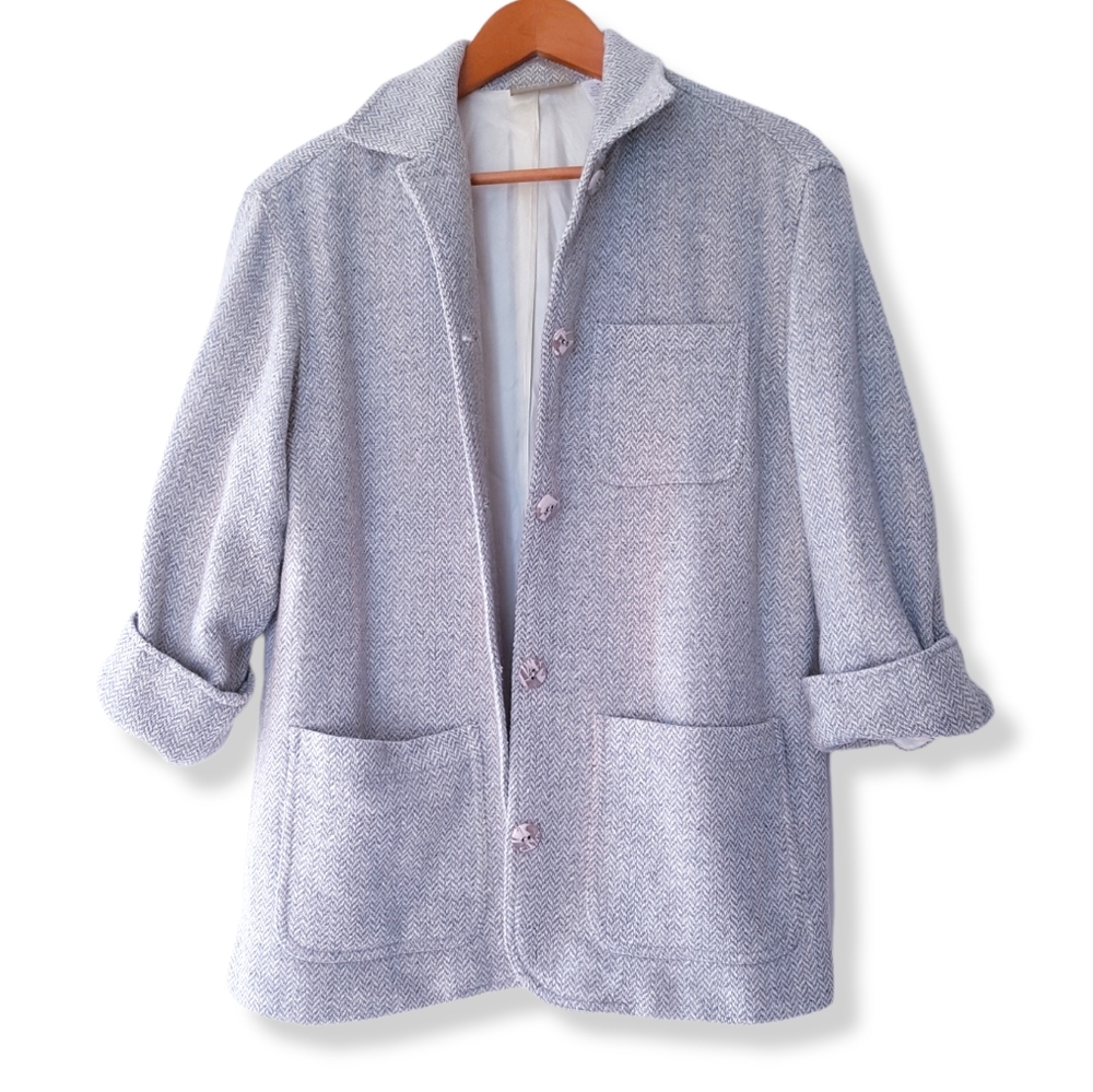 LIZ CLAIBORNE Sage/Grey Front Button Wool Blazer Jacket